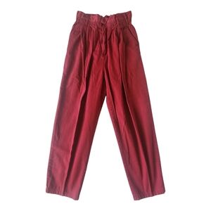 GET Burgundy High-Waisted Wide-Leg Pants Trousers – Size 11/12 100% cotton